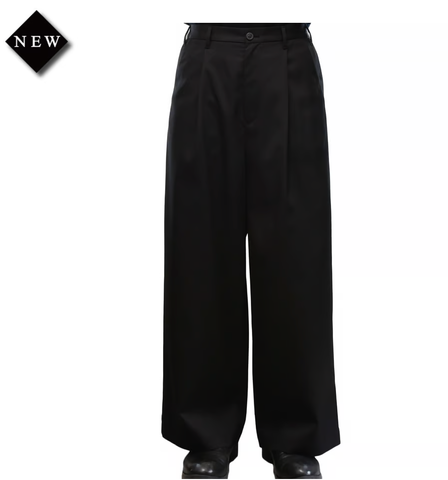 【MiDiom】ミディオム 1Tuck Wide Pants Black