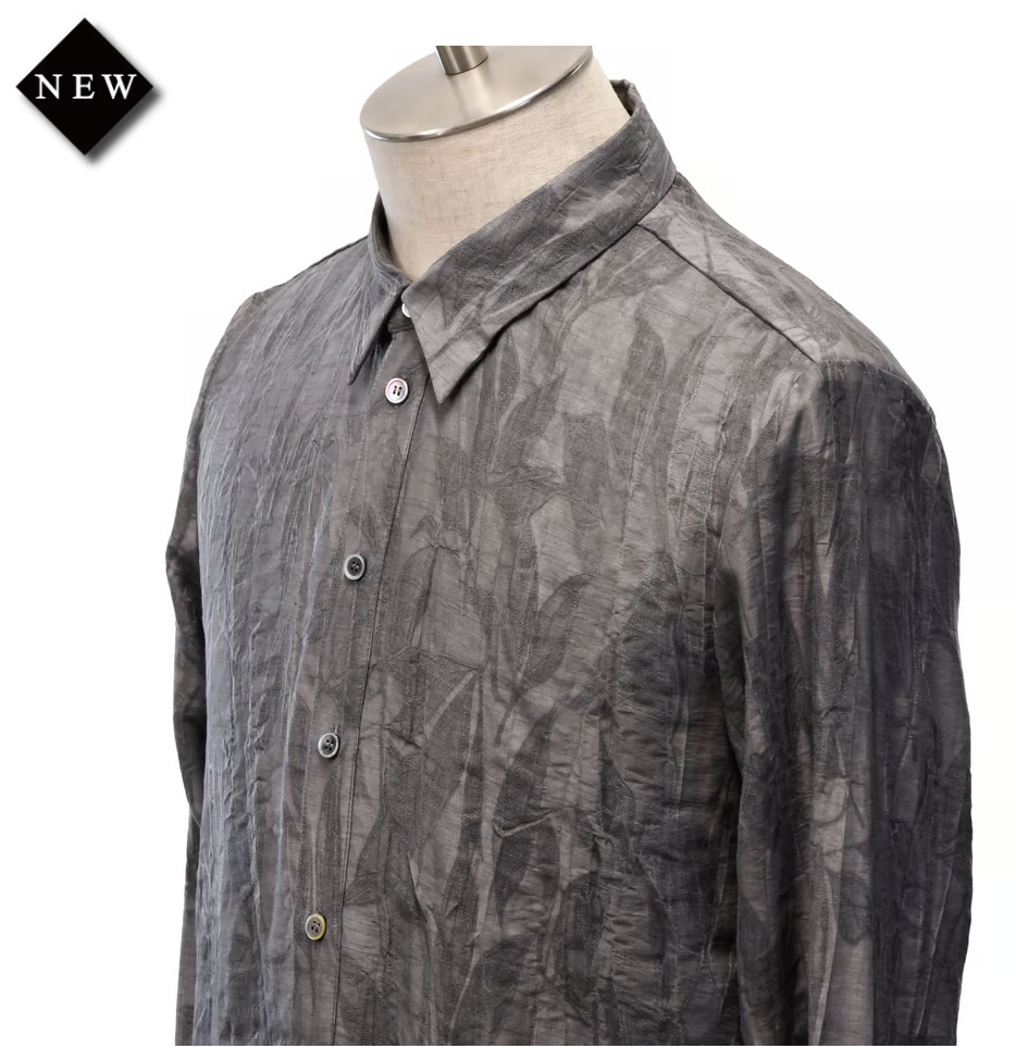 【MiDiom】ミディオム Leaf JQ Long Shirt Gray/Black