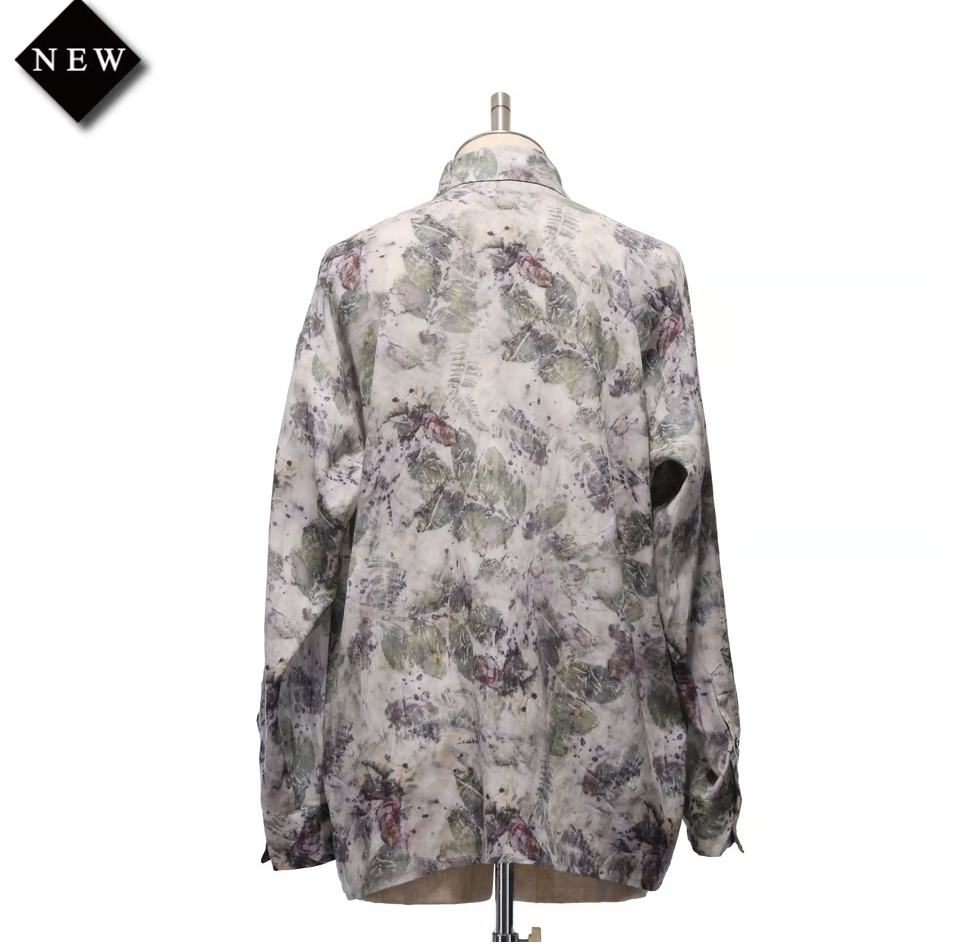 【MiDiom】ミディオム Abstract Leaf Big Shirt Green/Blue