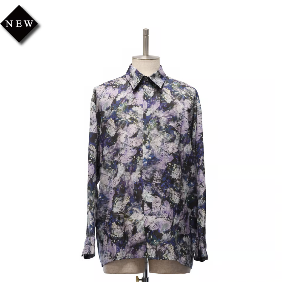 【MiDiom】ミディオム Abstract Leaf Big Shirt Green/Blue