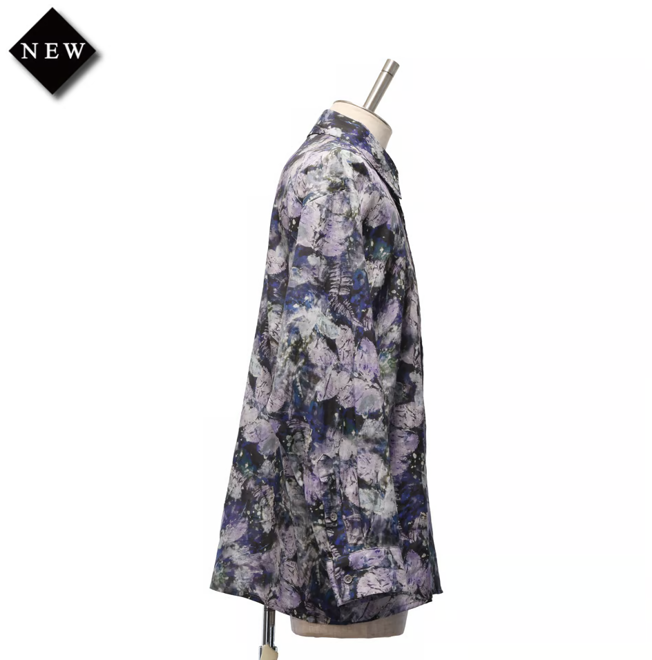 【MiDiom】ミディオム Abstract Leaf Big Shirt Green/Blue