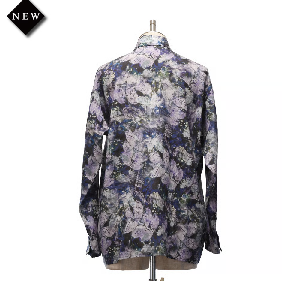 【MiDiom】ミディオム Abstract Leaf Big Shirt Green/Blue