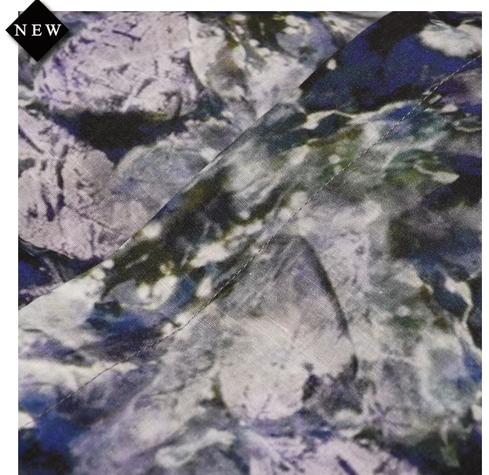 【MiDiom】ミディオム Abstract Leaf Big Shirt Green/Blue