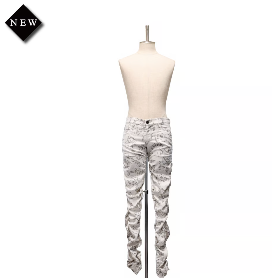 【MiDiom】ミディオム Printed Shirring Pants White/Grey/ブラック