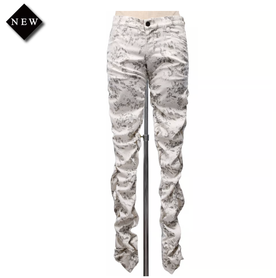 【MiDiom】ミディオム Printed Shirring Pants White/Grey/ブラック