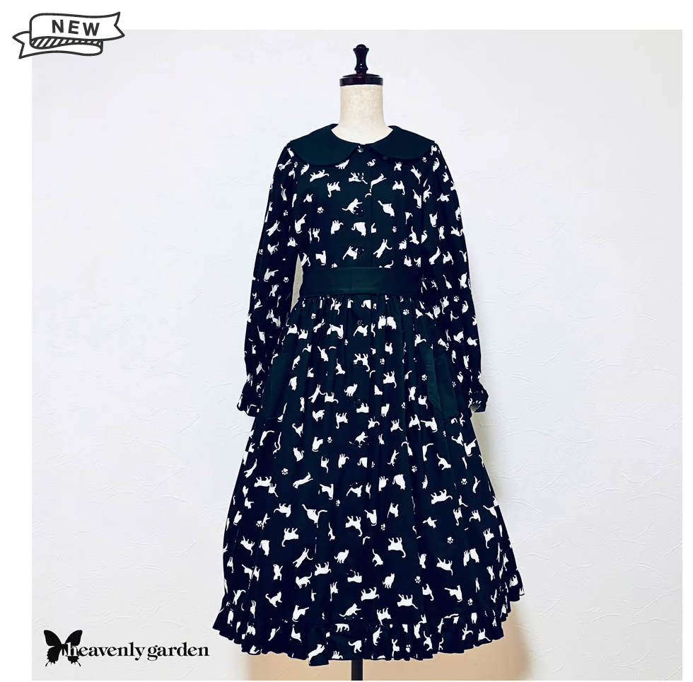 【heavenly garden】黑文莉花园黑猫水手连衣裙黑