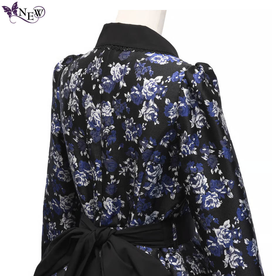 【Sheglit】シェグリット ローズジャガードタックワンピース ネイビー/ブラック