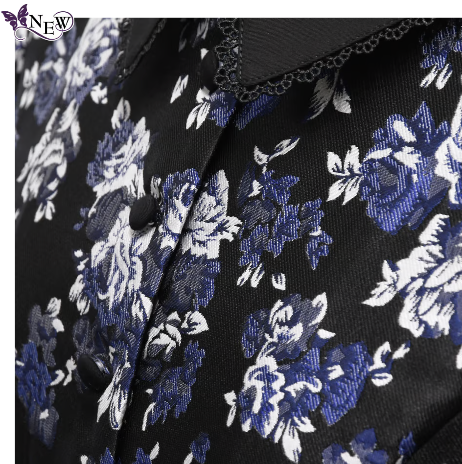 【Sheglit】シェグリット ローズジャガードタックワンピース ネイビー/ブラック