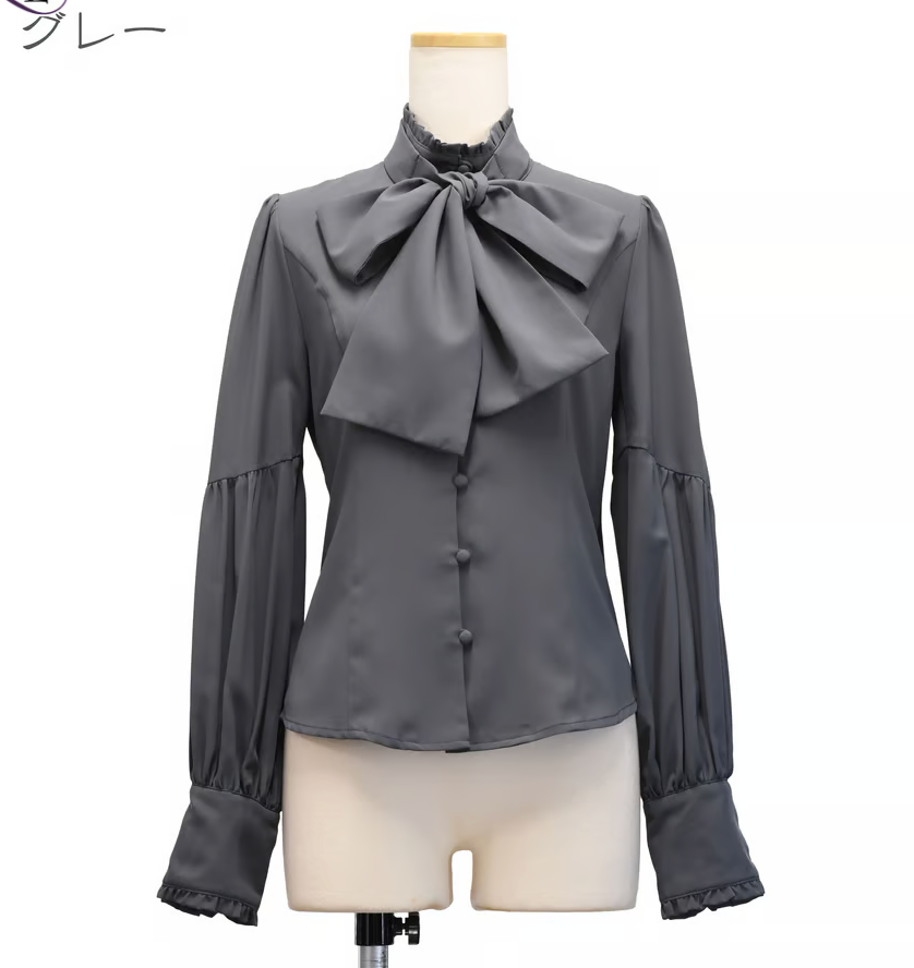 【Sheglit】シェグリット "Governess"ドレスブラウス ホワイト/グレー/ダークグリーン/ブラック