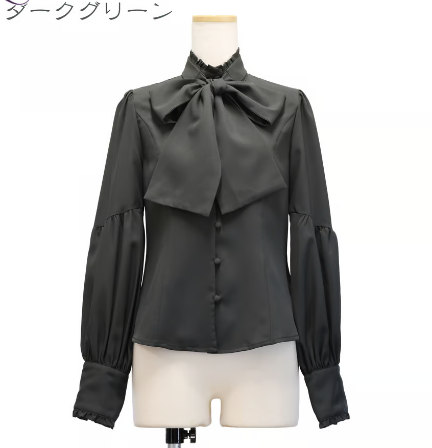 【Sheglit】シェグリット "Governess"ドレスブラウス ホワイト/グレー/ダークグリーン/ブラック