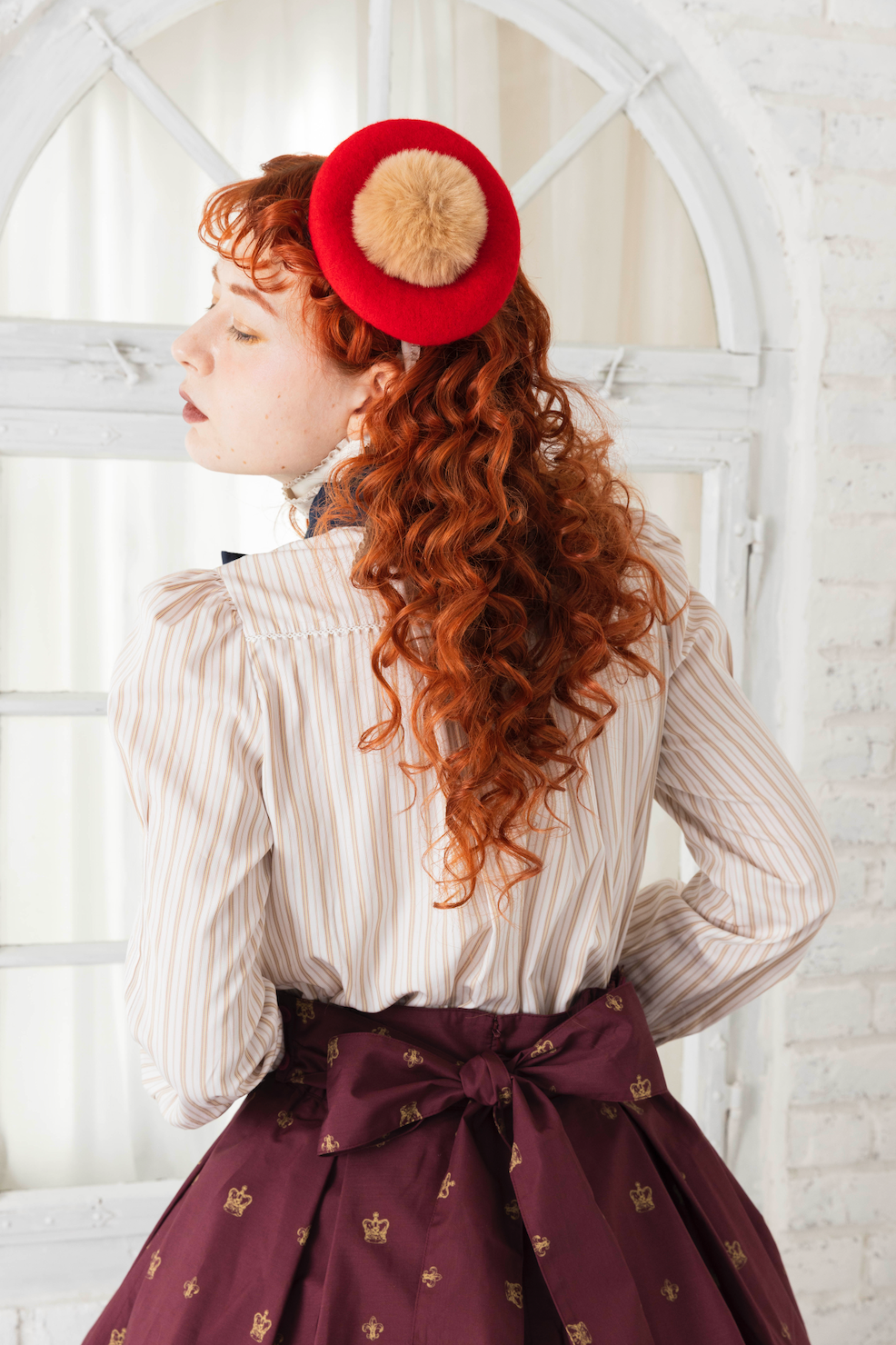 【Victorian maiden】ヴィクトリアンメイデン ロイヤルベアミリィクロップドスカート クリーム/ボルドー/ダークネイビー ★受注期間受注期間 12月15日(月)まで★