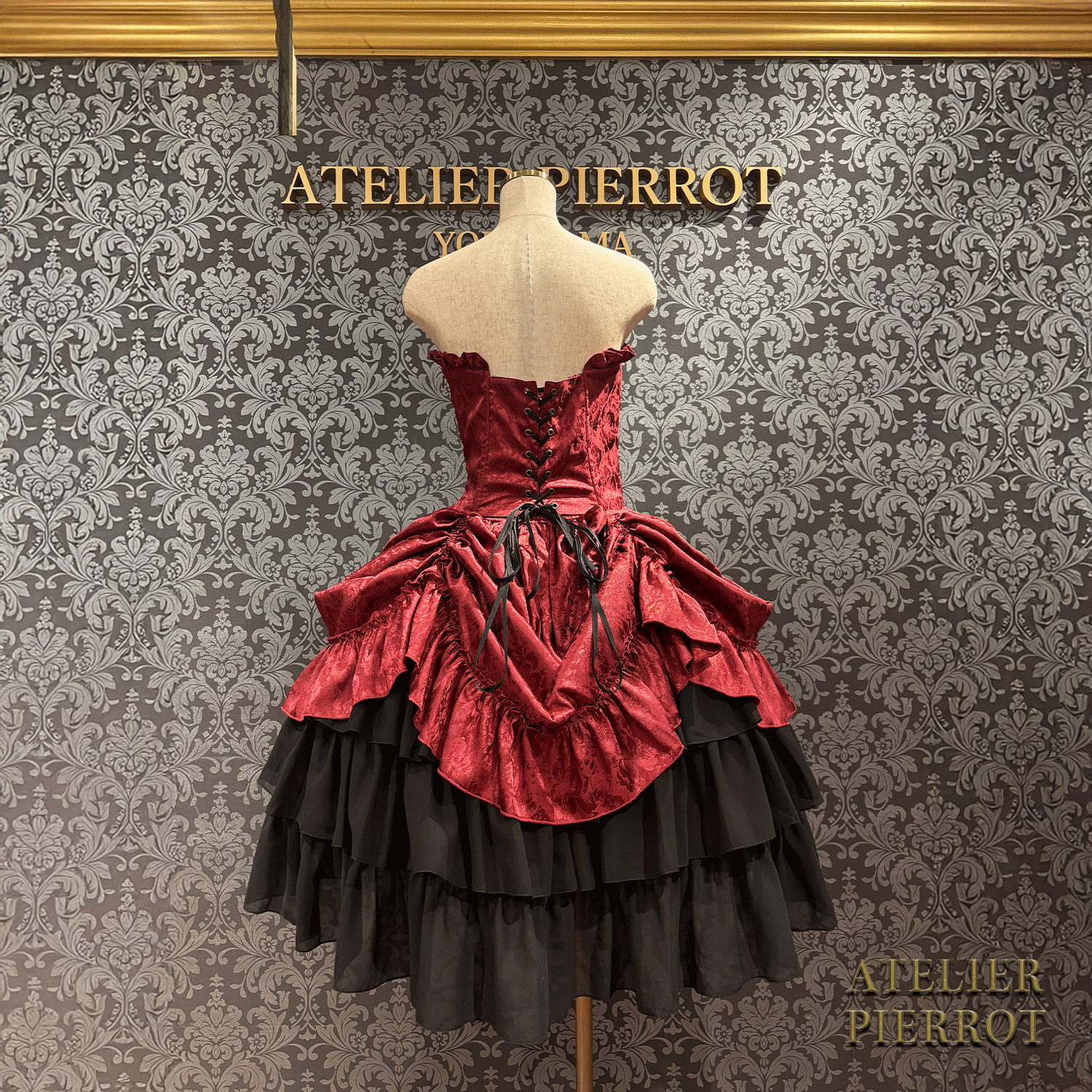【ATELIER PIERROT】 Bustle Korsett Kleid Rose Jacquard