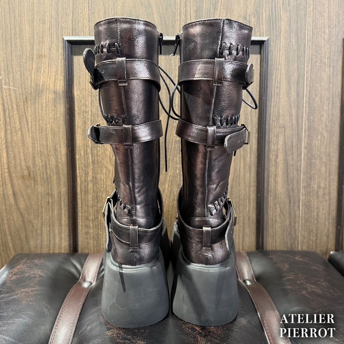 【ATELIER PIERROT】 ★ご予約受付中★ “Nocturnal Grave” Mended Boots ホワイト/ブロンズ/ブラック S/M/L/XL
