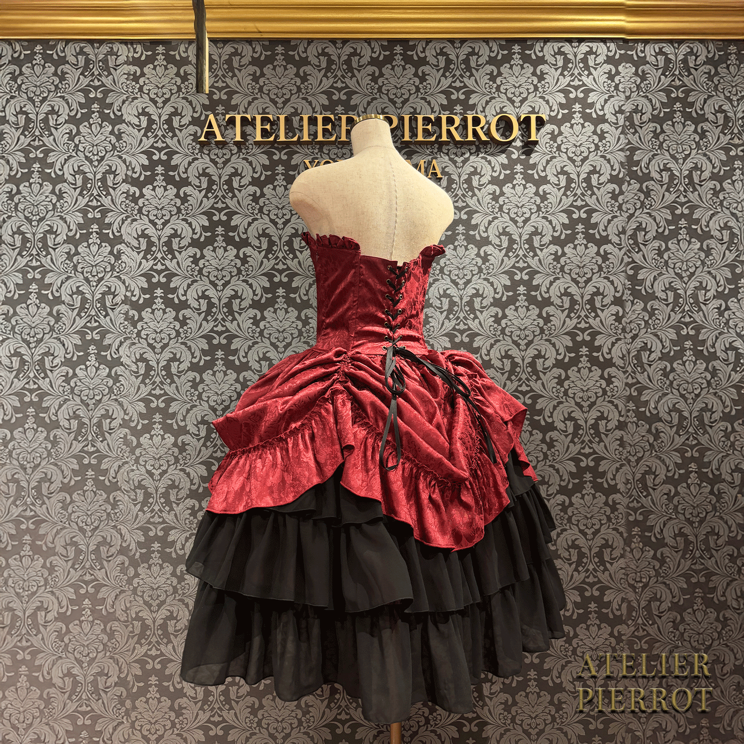 【ATELIER PIERROT】 Bustle Korsett Kleid Rose Jacquard
