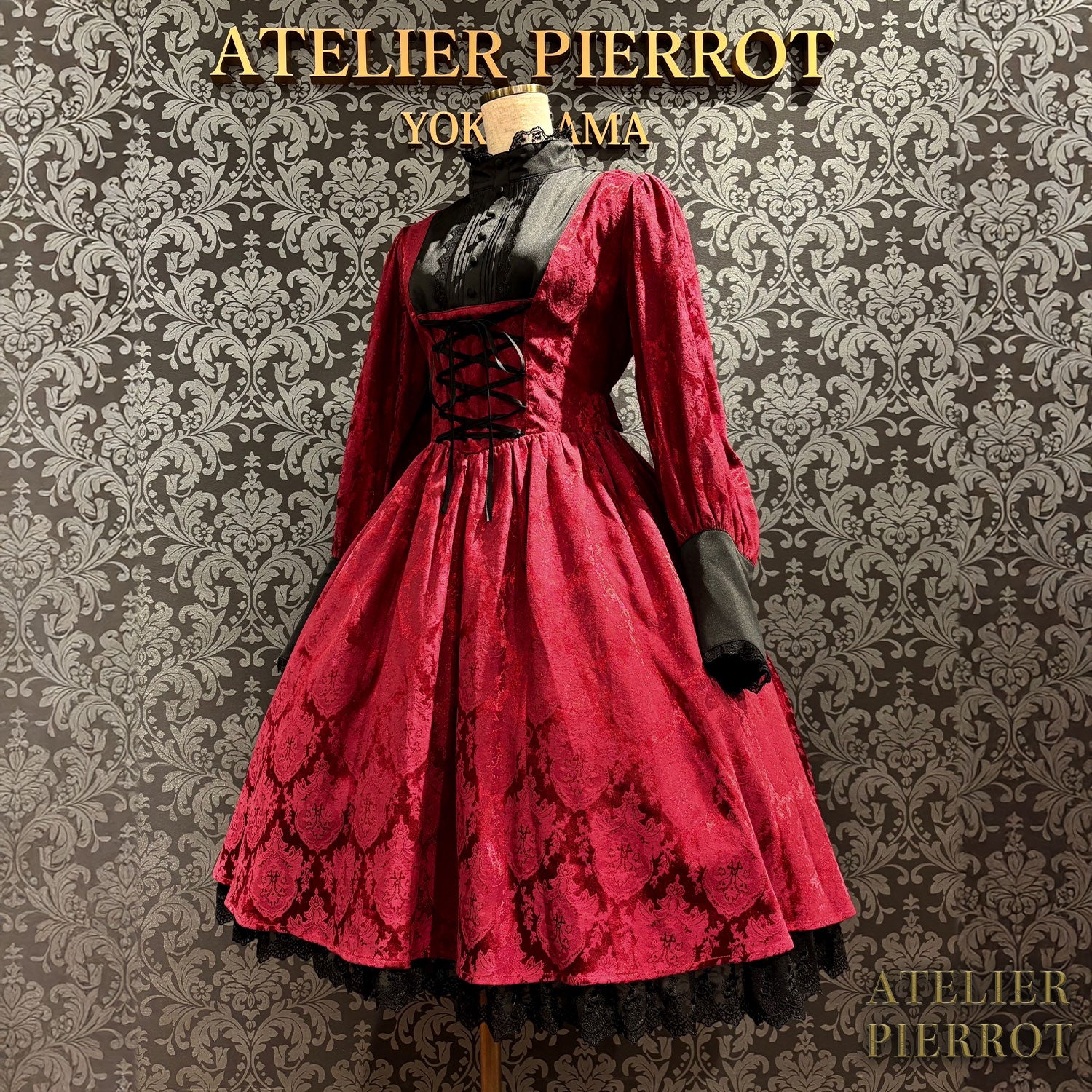 【ATELIER PIERROT】 Victorian Reverie Dress ホワイト/ボルドー/ネイビー/ブラック
