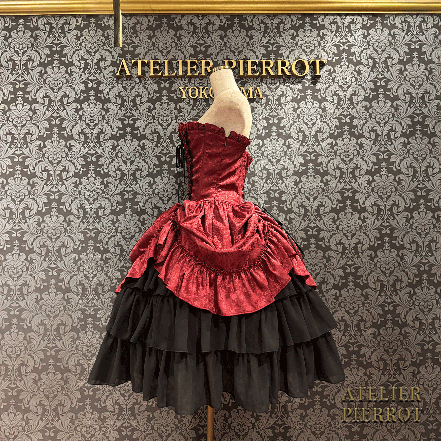 【ATELIER PIERROT】 Bustle Korsett Kleid Rose Jacquard