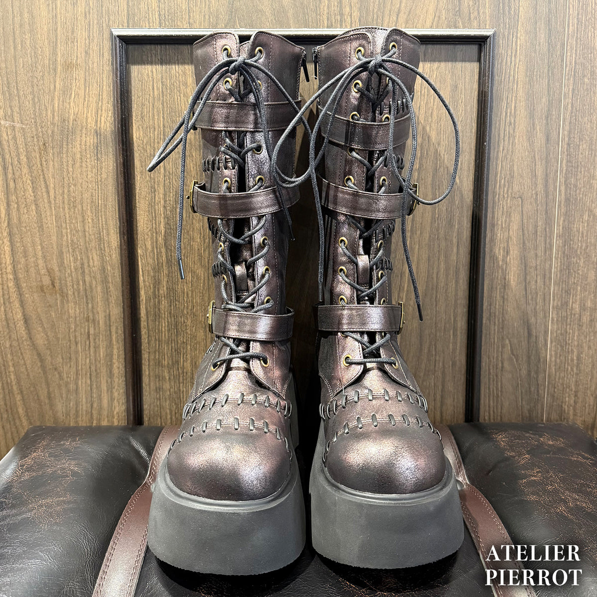 【ATELIER PIERROT】 ★ご予約受付中★ “Nocturnal Grave” Mended Boots ホワイト/ブロンズ/ブラック S/M/L/XL