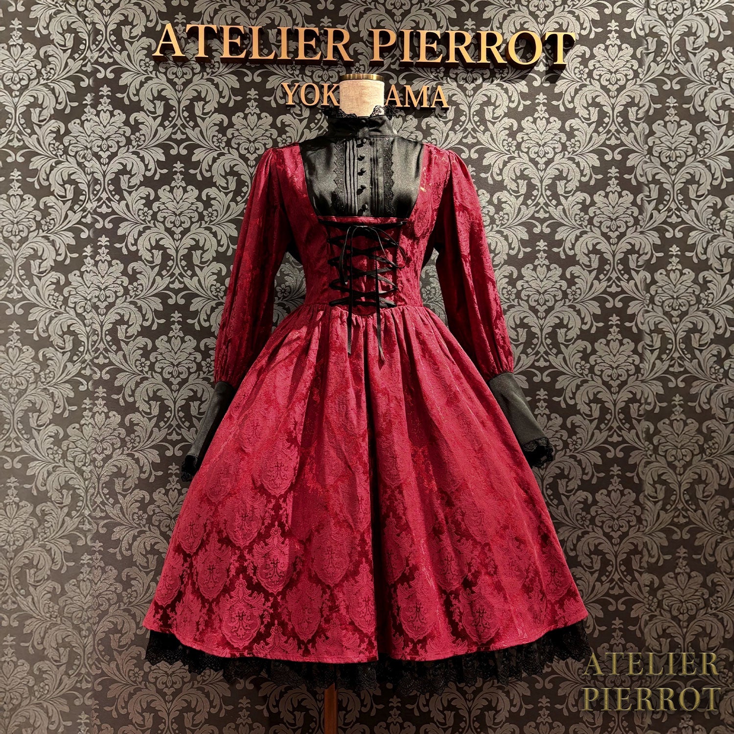 【ATELIER PIERROT】 Victorian Reverie Dress ホワイト/ボルドー/ネイビー/ブラック