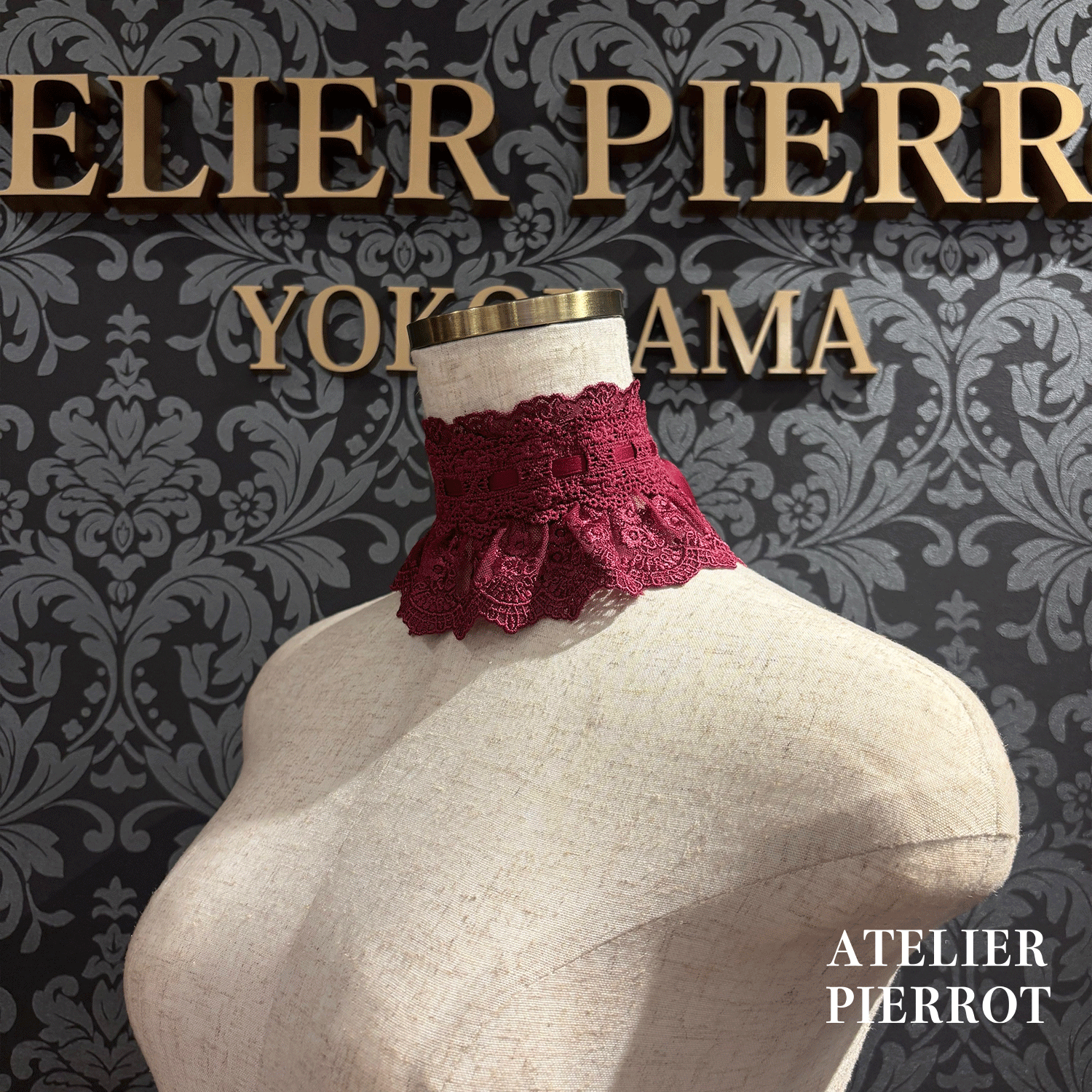 【ATELIER PIERROT】带蕾丝的宽限期螺丝白色/波尔多/紫色/绿色/海军/黑色