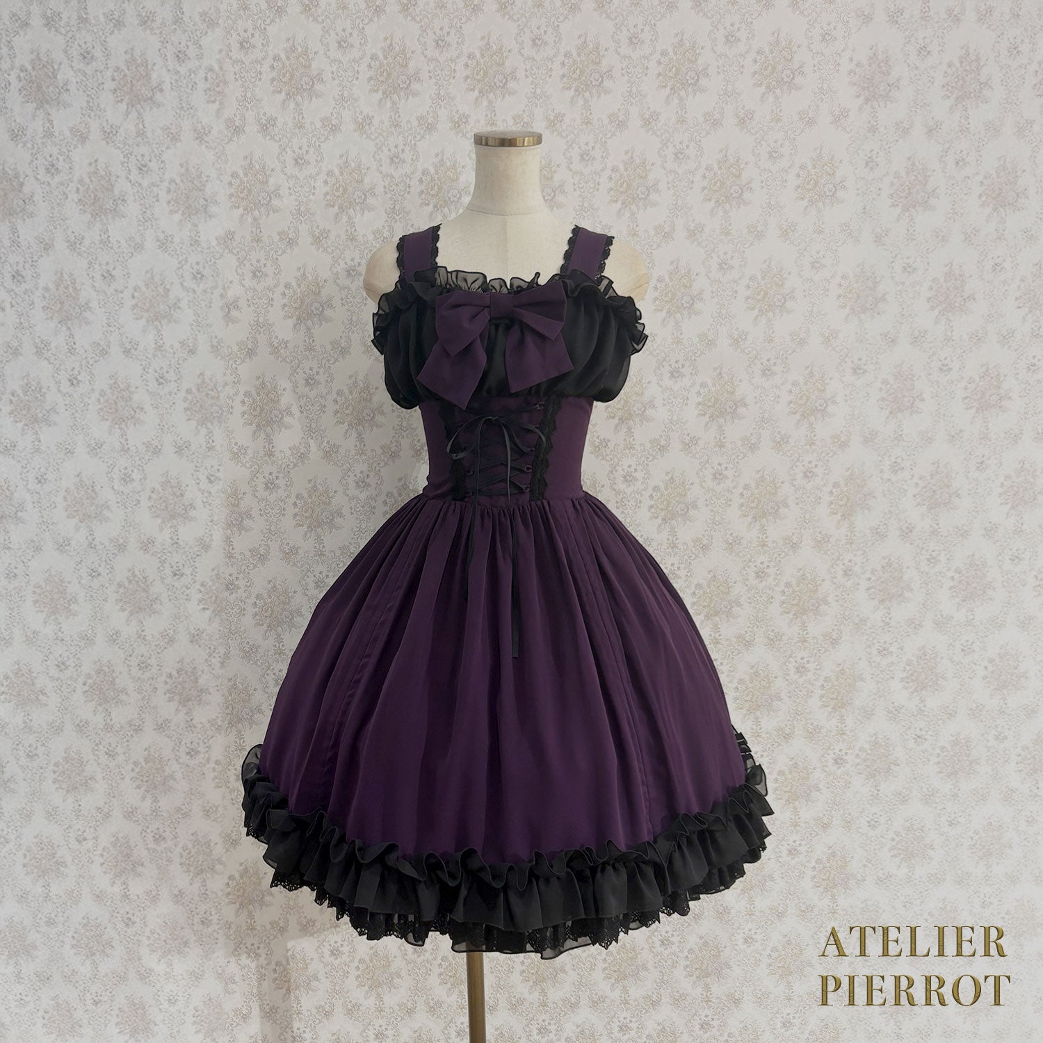 【ATELIER PIERROT】 Eternal Waltz Jumper Skirt ホワイト/ボルドー/パープル/ネイビー/ブラック×ホワイト/ブラック
