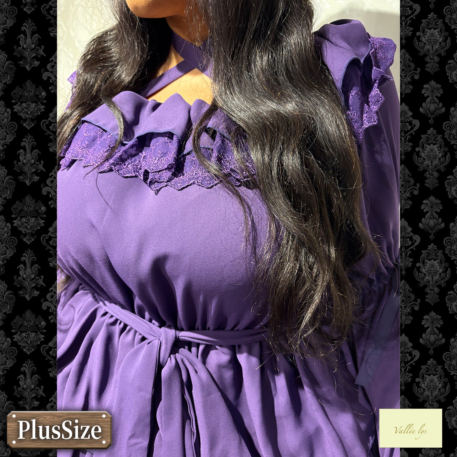 【Vallée lys】ヴァレリス ★ご予約受付中★ CoquelicotDress ホワイト/ボルドー/パープル/ネイビー/ブラック プラスサイズ