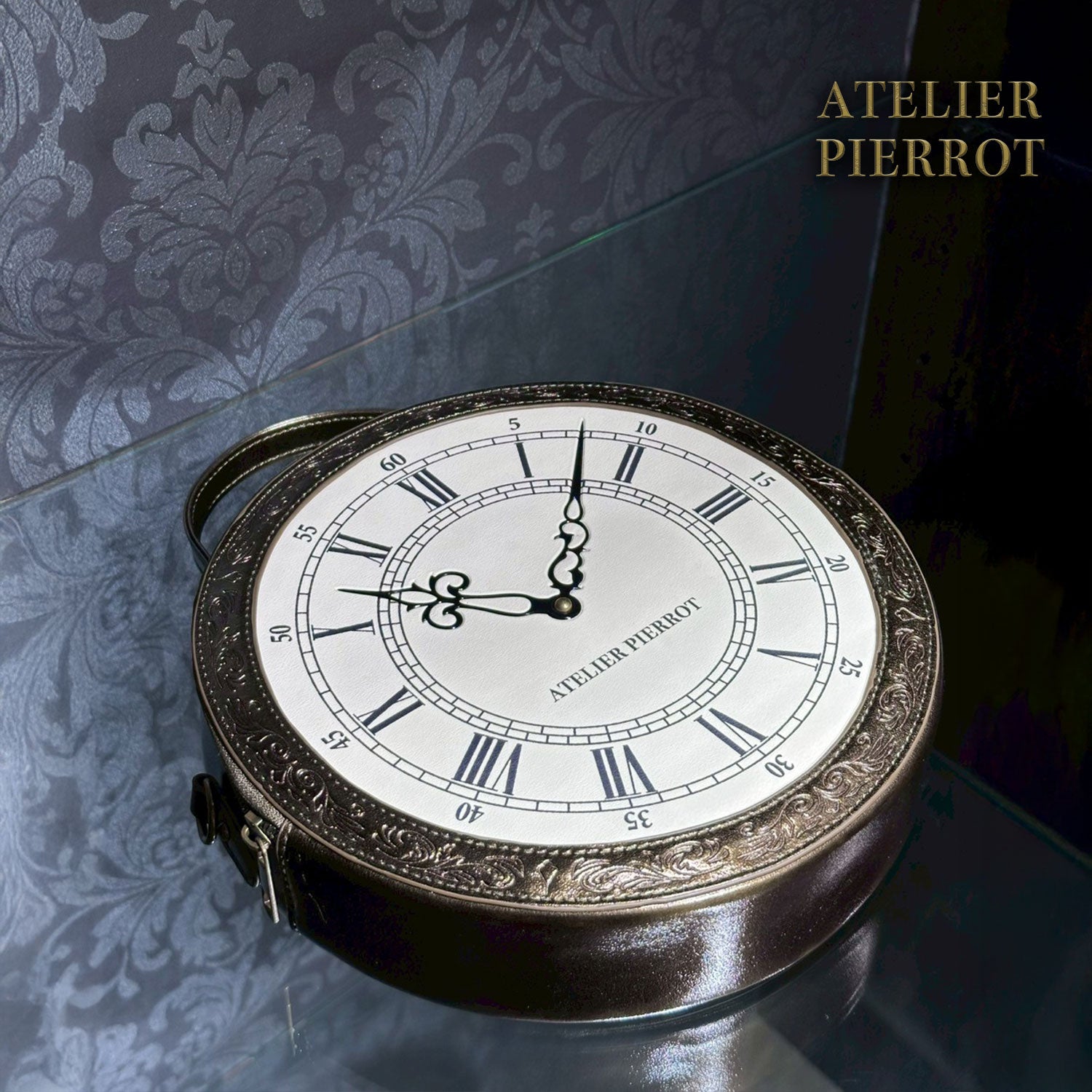 【ATELIER PIERROT】“Aeon” Clock Shoulder Bag ブロンズ/ブラック