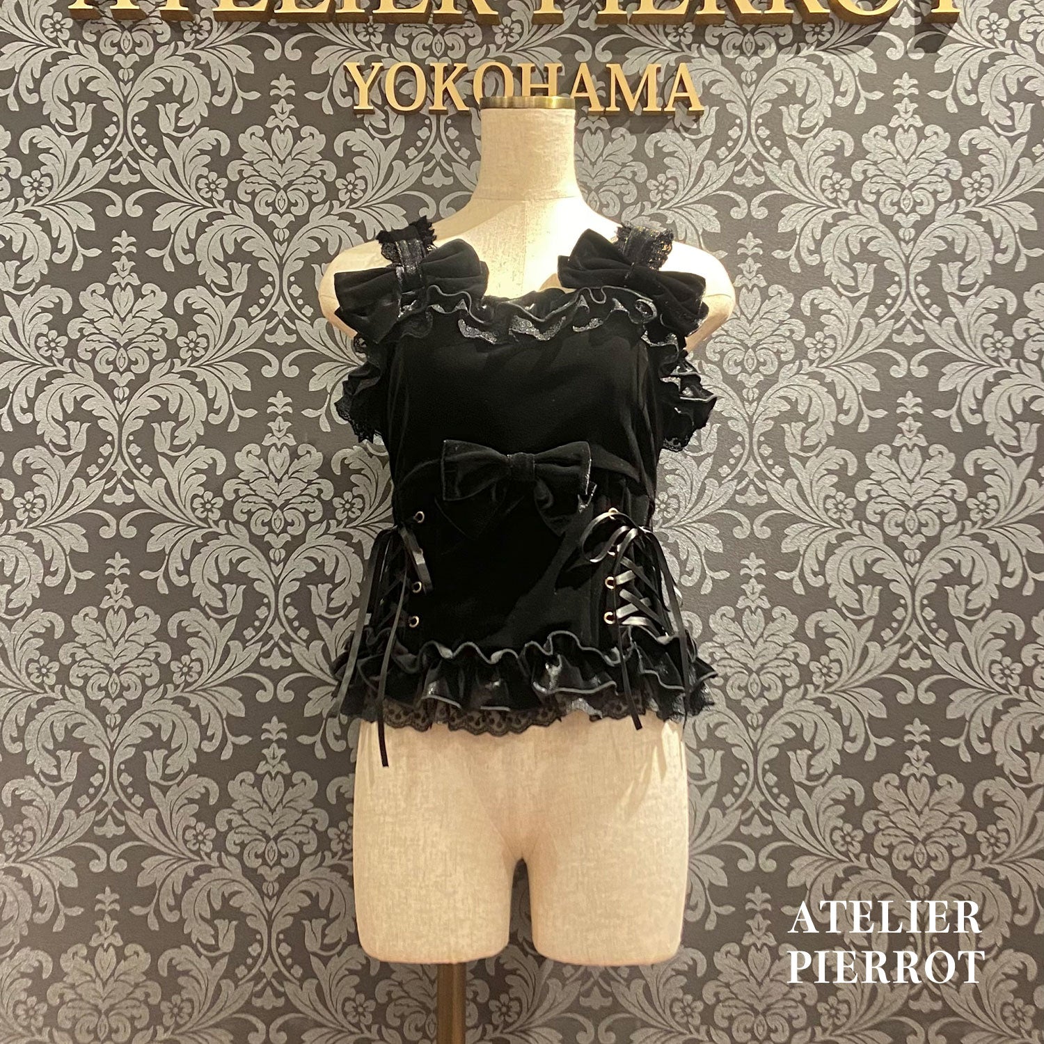 【ATELIER PIERROTAdenophora 레이스 업 Camisole Bordeaux/Navy/Black★10 월 초에서 중순까지 출시 될 예정입니다★