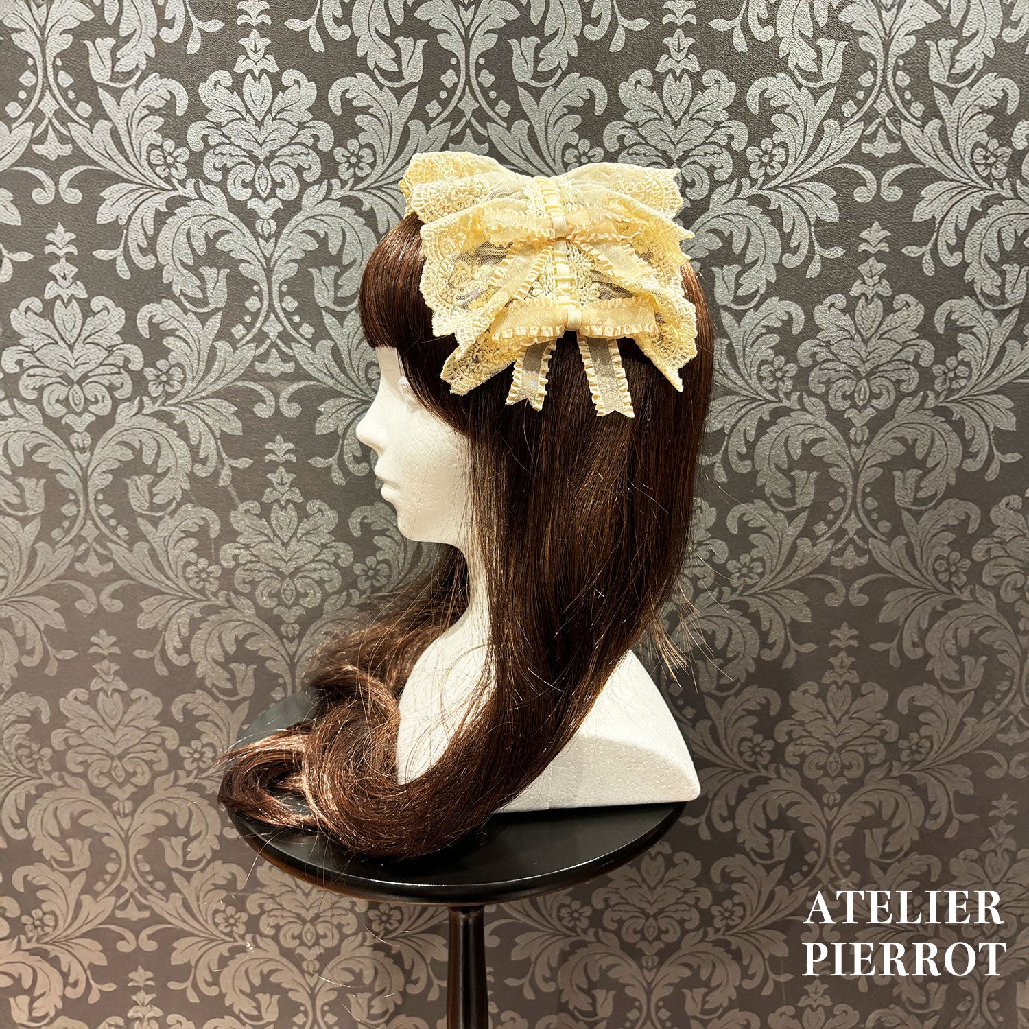 【ATELIER PIERROT】 Mystic Ribbon Lattice HeadDress アイボリー/ ボルドー/ネイビー/ブラック
