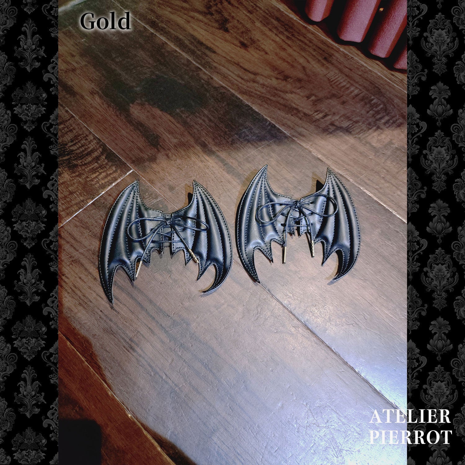 【ATELIER PIERROT】 "Nocturnal Grave" Batwing Mentiding Shoes Gold / Black S / M / L / XL