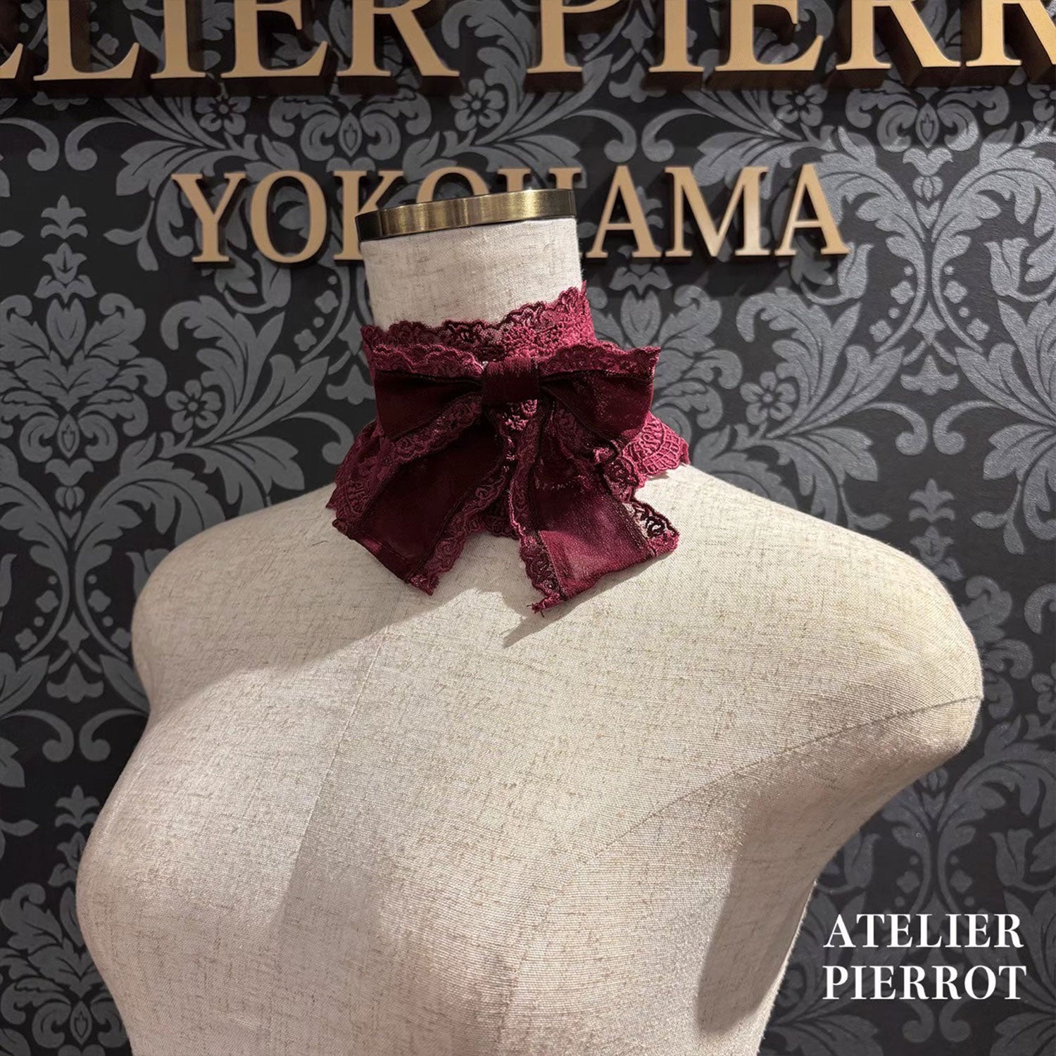 【ATELIER PIERROT【Laced Grace Choker】白/波尔多/紫/绿/海蓝色/黑