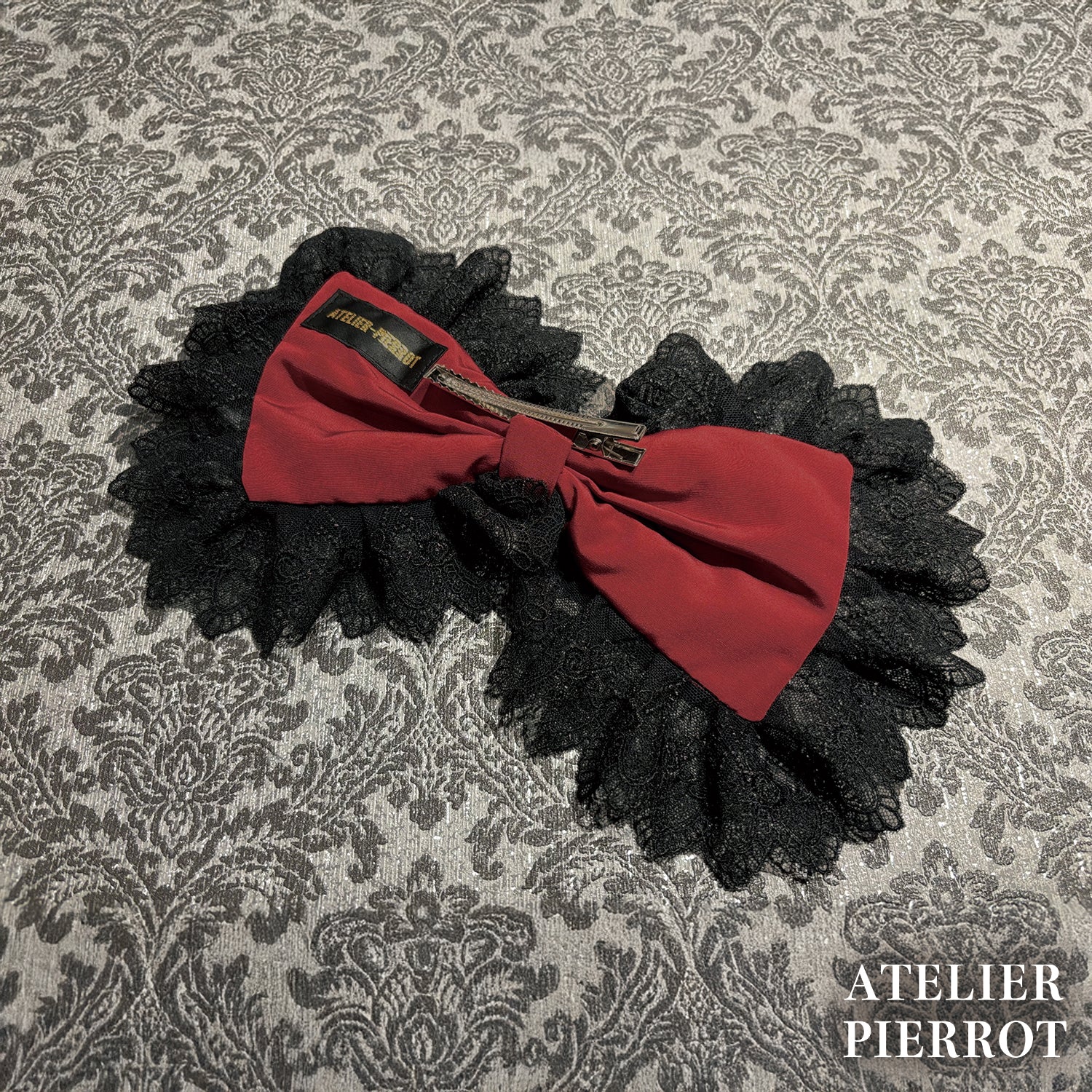 【ATELIER PIERROT】 Sweet Lace Ribbon Headband ホワイト/ボルドー/ブラック×ホワイト/ブラック