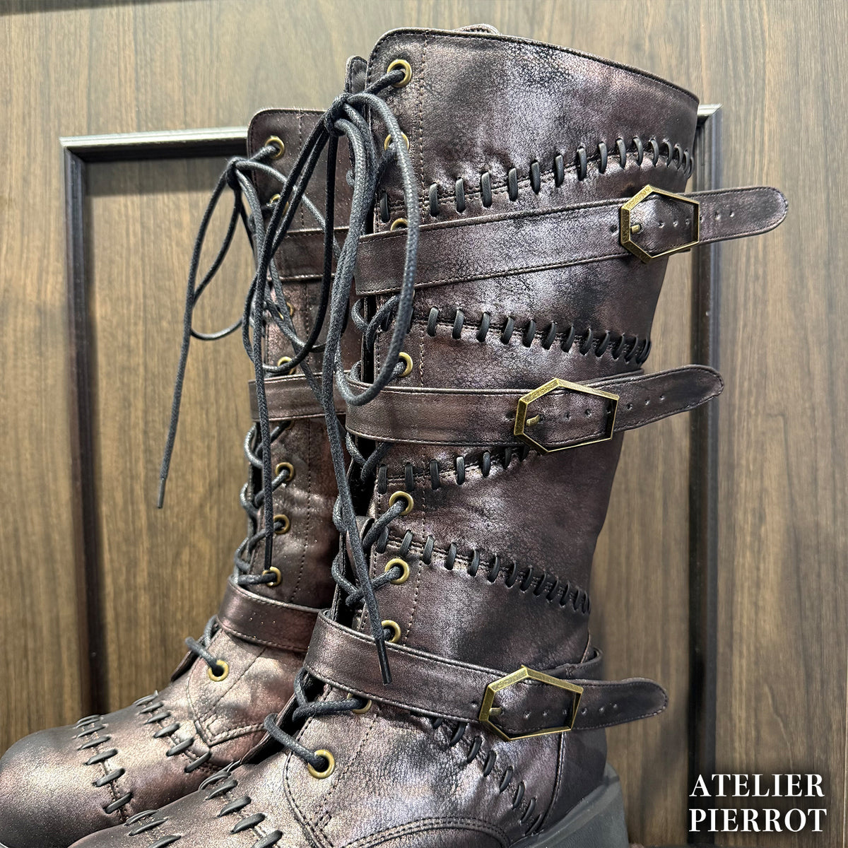 【ATELIER PIERROT】 ★ご予約受付中★ “Nocturnal Grave” Mended Boots ホワイト/ブロンズ/ブラック S/M/L/XL