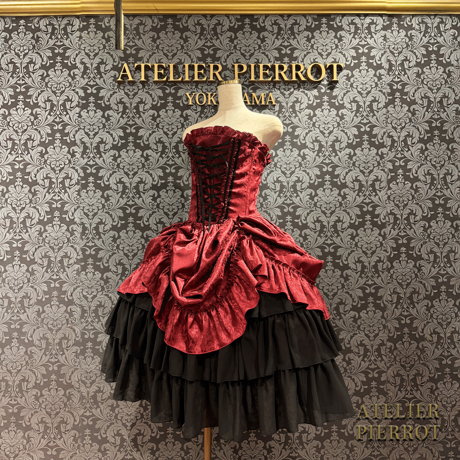 【ATELIER PIERROT】 Bustle Korsett Kleid Rose Jacquard