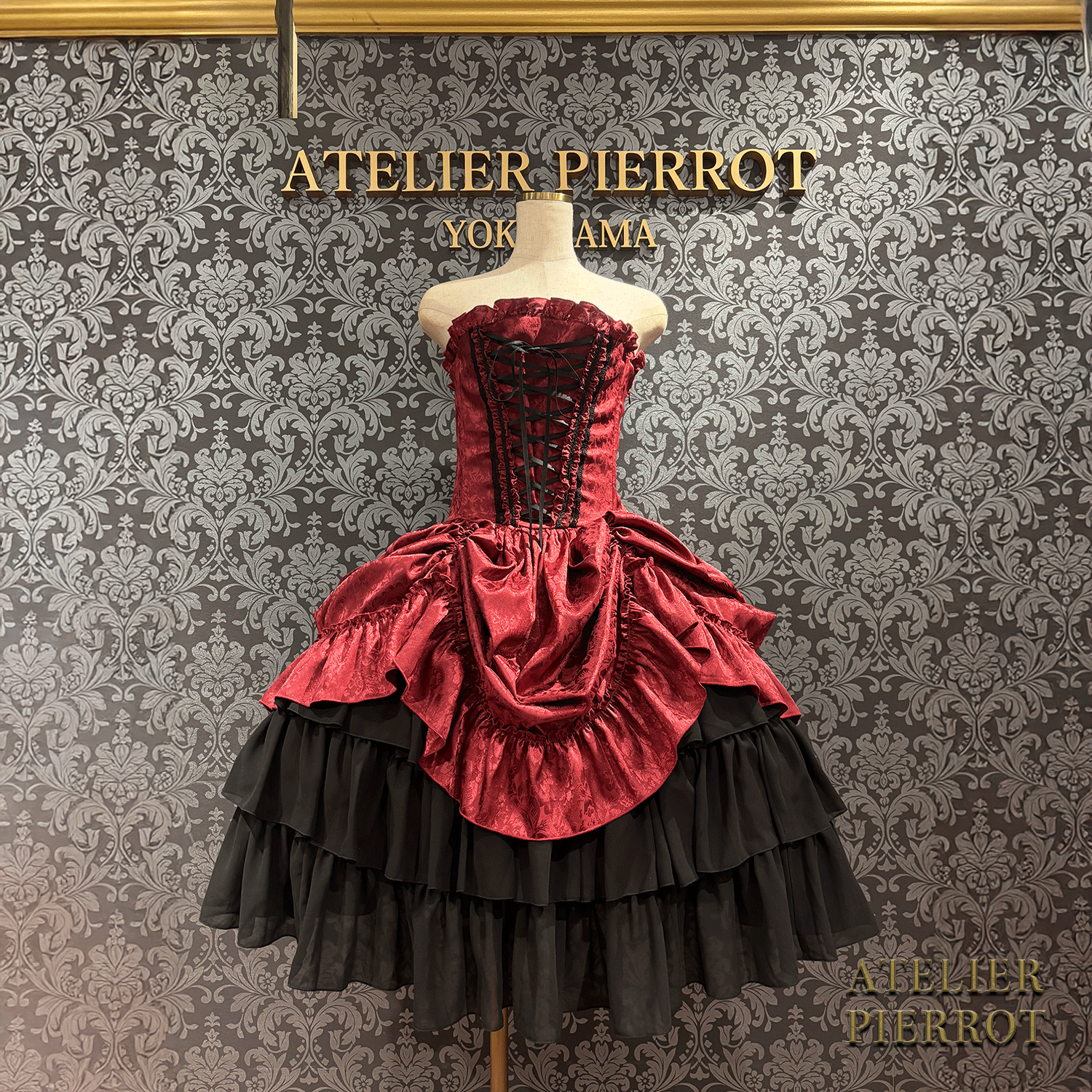 【ATELIER PIERROT】 Bustle Korsett Kleid Rose Jacquard