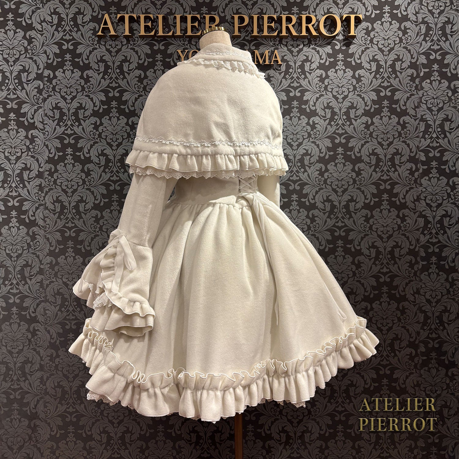 【ATELIER PIERROT】 Fleur d'Hiver Mantel weiß/Bordeaux/Marine/Schwarz★Entlassen von Ende Oktober bis Anfang November★