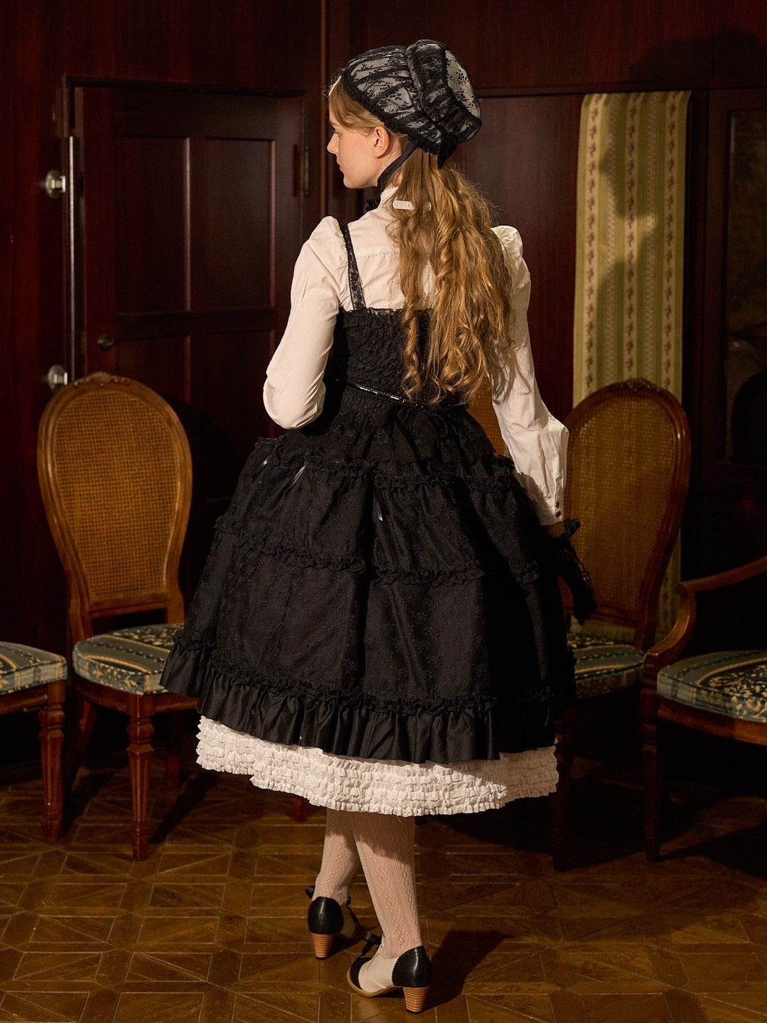 【Victorian maiden】ヴィクトリアンメイデン クイーンフローラルレースビスチェ ピュアホワイト/ブラック