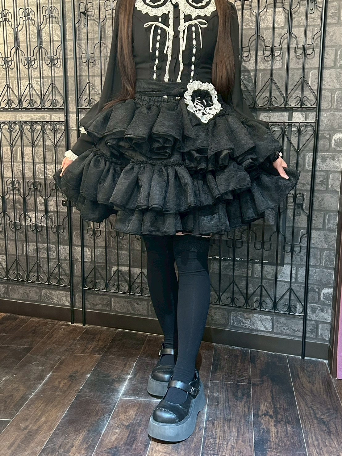 【Vallée lys】ヴァレリス Petale Voile Skirt ホワイト/ピンク/ブラック