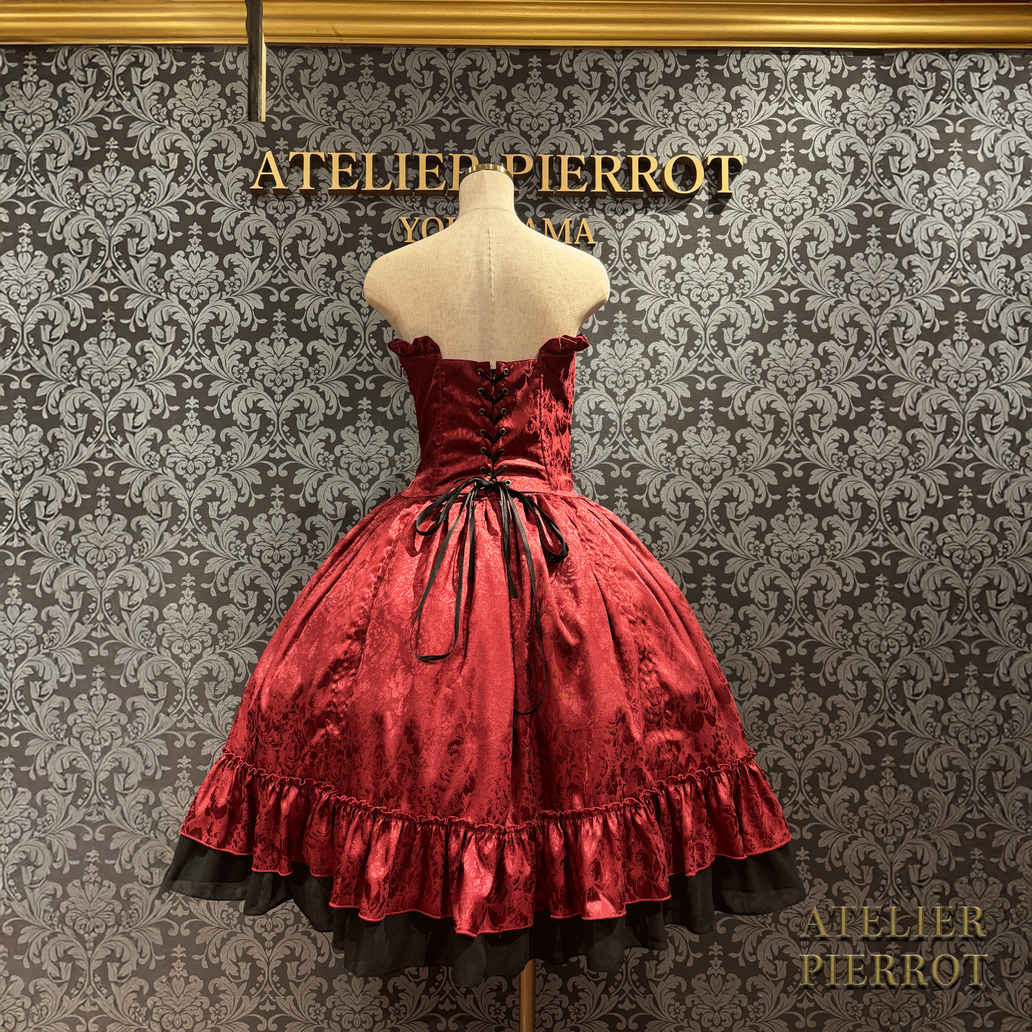 【ATELIER PIERROT】 Bustle Korsett Kleid Rose Jacquard