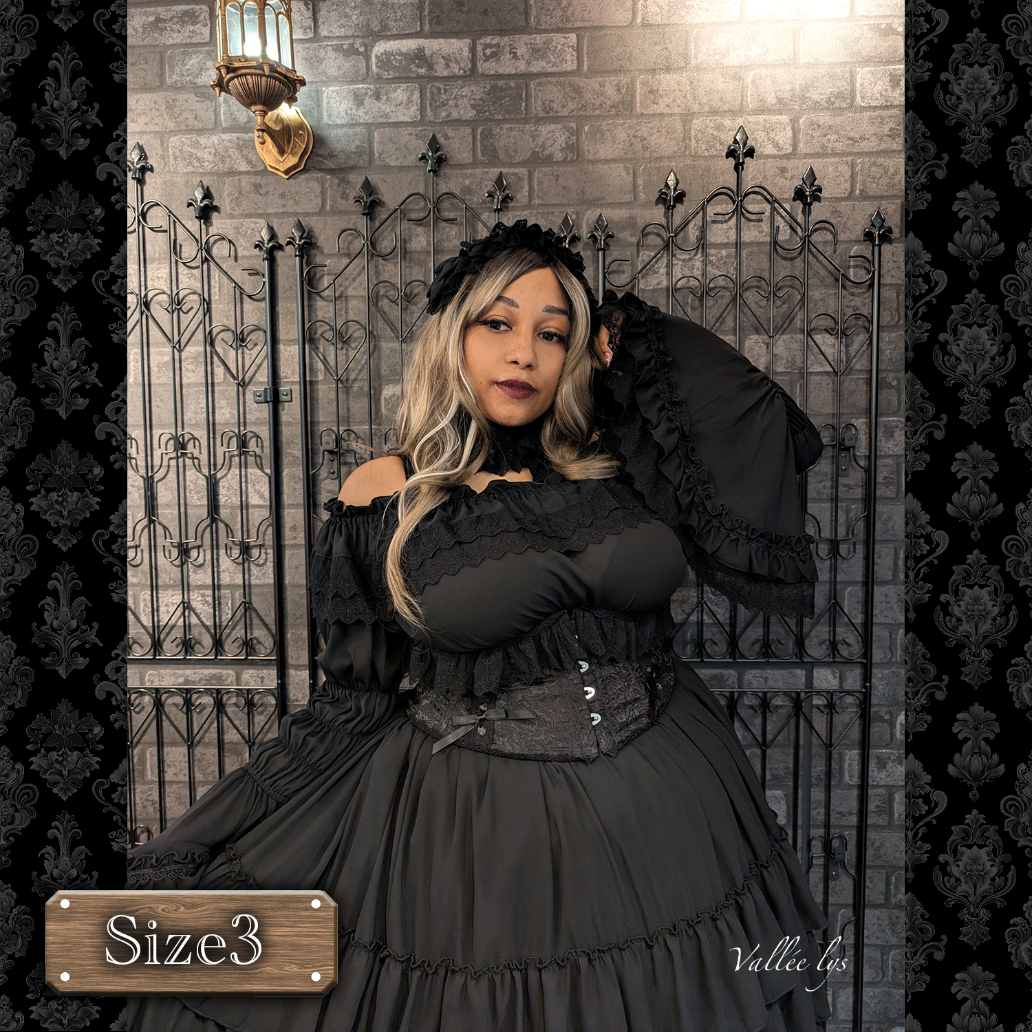 【Vallée lys】ヴァレリス Fleur de Brume Corset ホワイト/ピンク/ボルドー/ネイビー/ブラック PlusSize