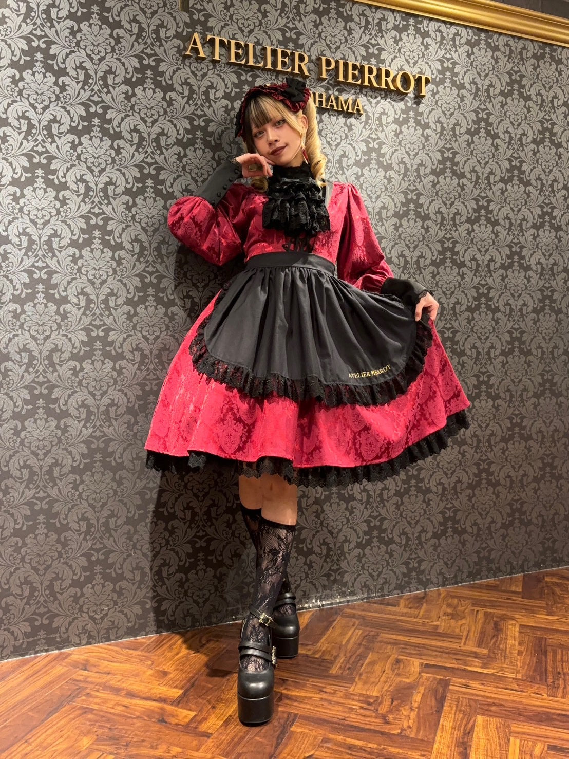 【ATELIER PIERROT】 Victorian Reverie Dress ホワイト/ボルドー/ネイビー/ブラック