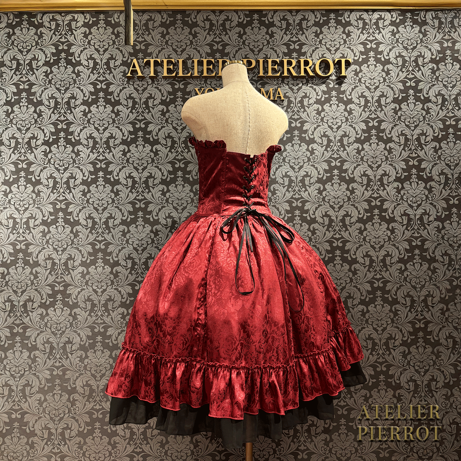 【ATELIER PIERROT】 Bustle Korsett Kleid Rose Jacquard