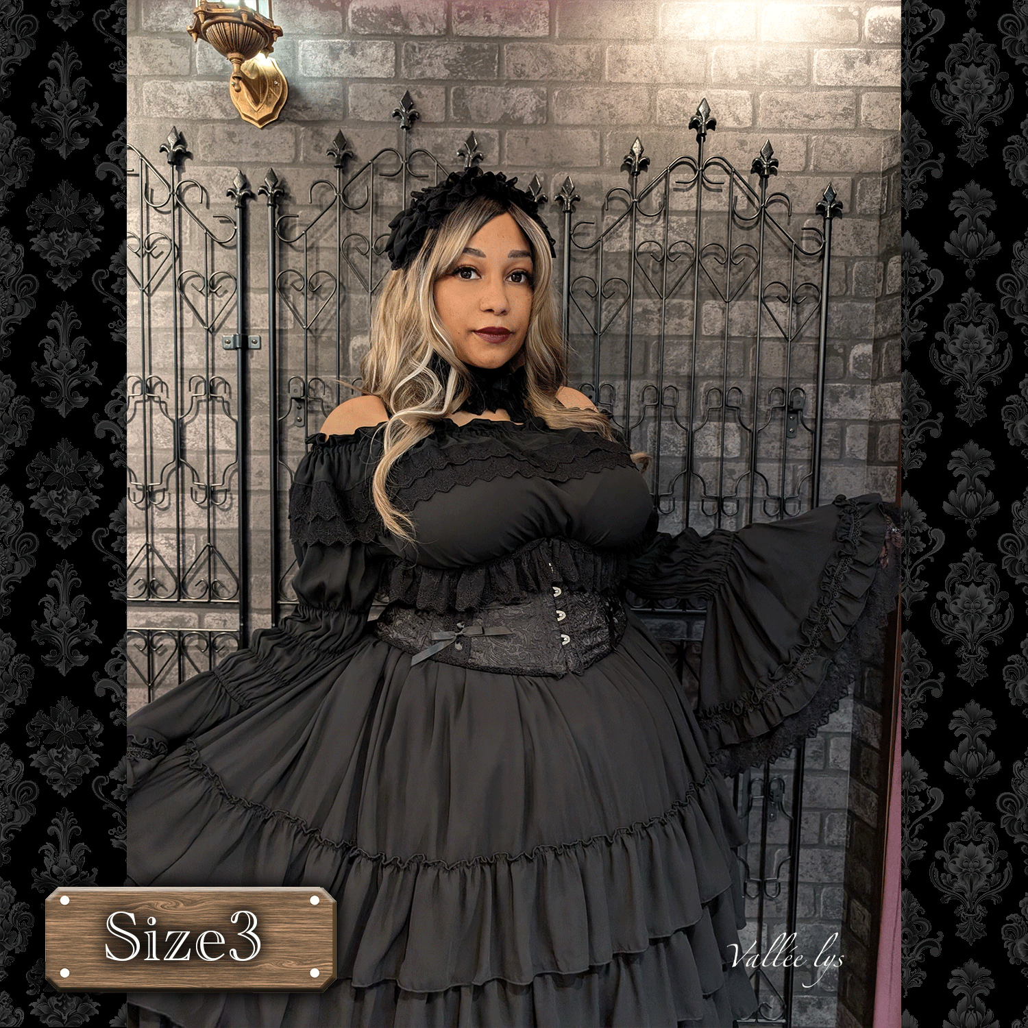 【Vallée lys】ヴァレリス Fleur de Brume Corset ホワイト/ピンク/ボルドー/ネイビー/ブラック PlusSize