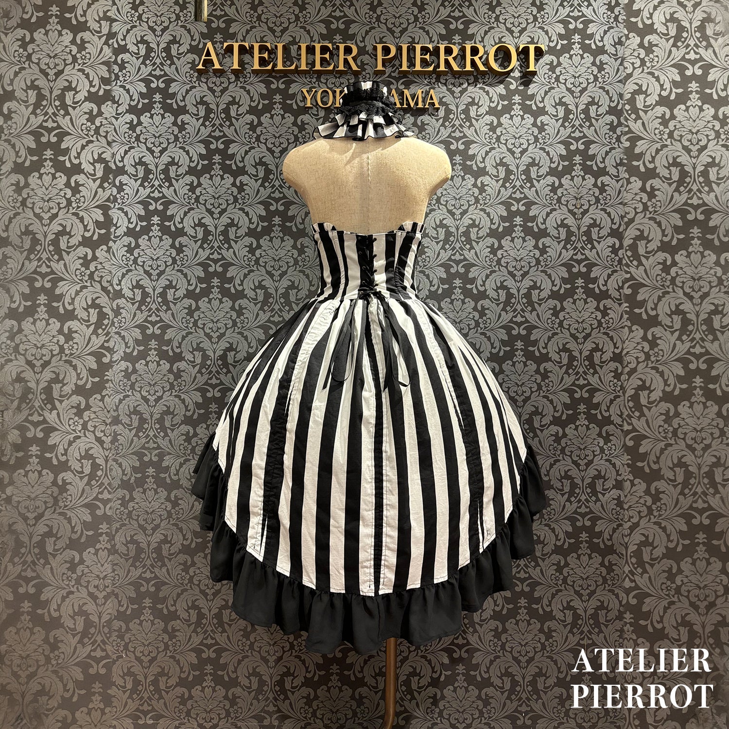 【ATELIER PIERROT】 ★Jetzt Reservierungen entgegennehmen★ Marionetten-Korsett-Rock-Set gestreift/Black