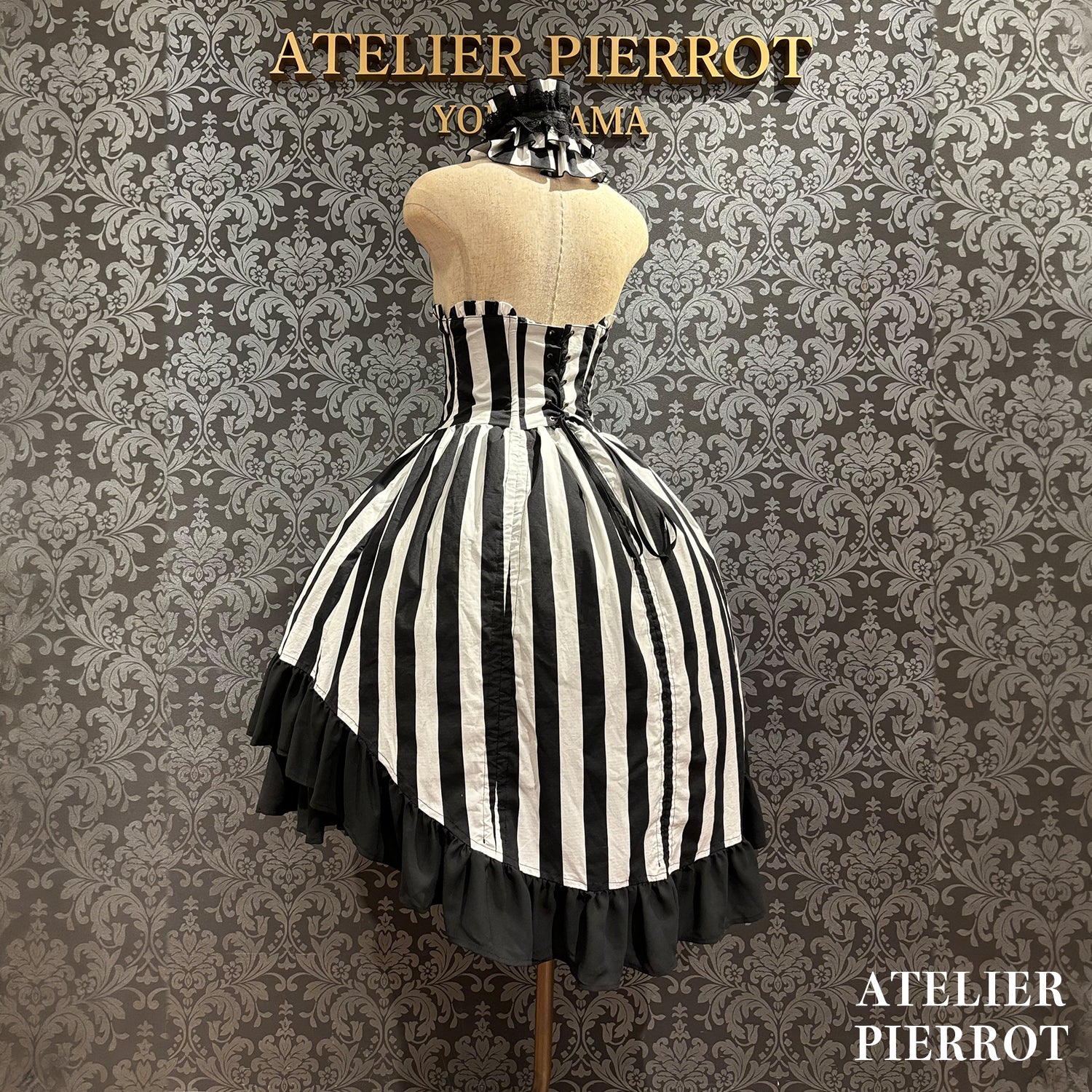 【ATELIER PIERROT】 ★Jetzt Reservierungen entgegennehmen★ Marionetten-Korsett-Rock-Set gestreift/Black