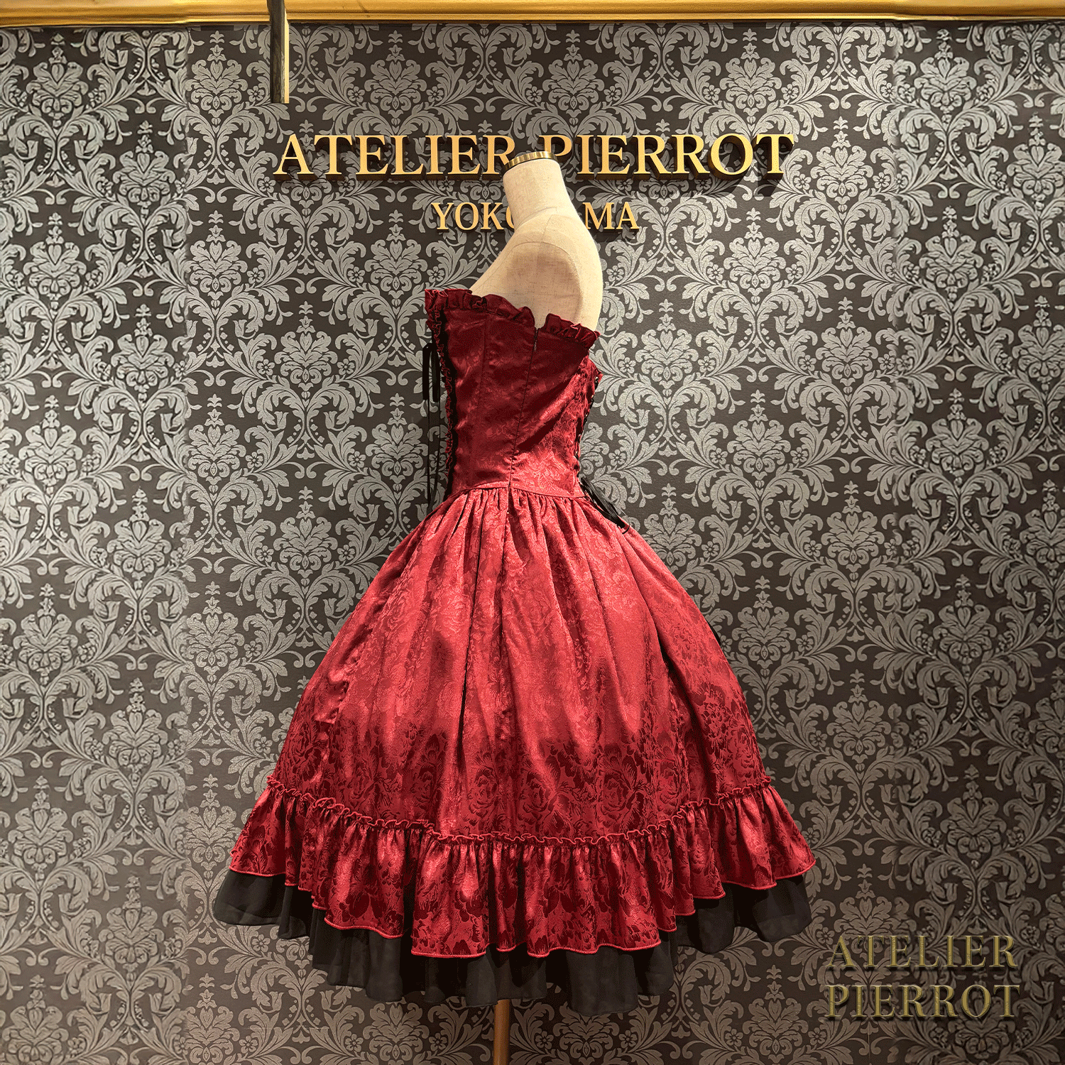 【ATELIER PIERROT】 Bustle Korsett Kleid Rose Jacquard