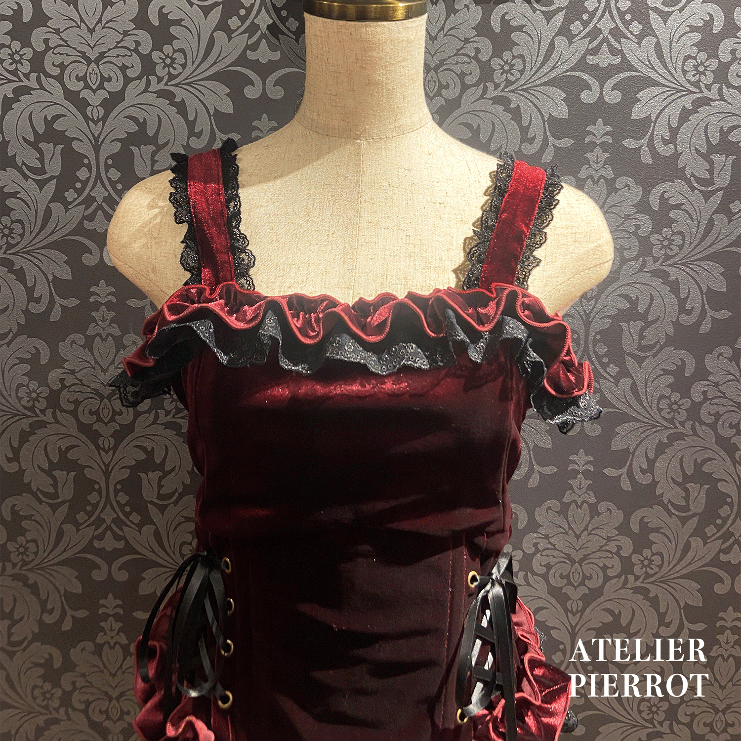 【ATELIER PIERROTAdenophora Lace-Up Camisole波尔多/海蓝色/黑色★预定10月上旬~中旬发售★