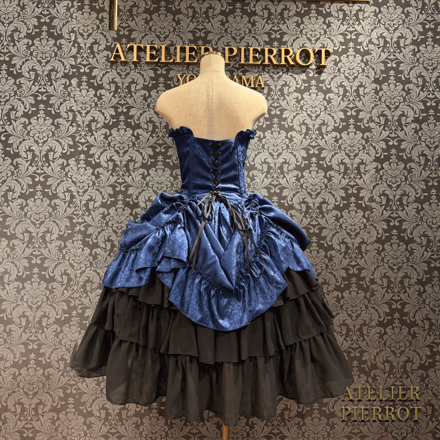 【ATELIER PIERROT】 Bustle Korsett Kleid Rose Jacquard
