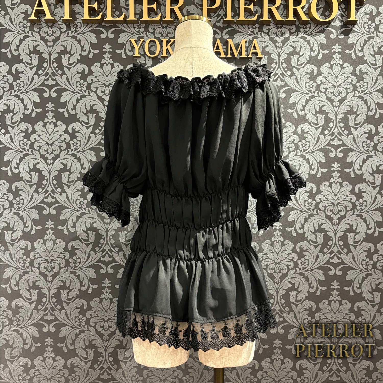 【ATELIER PIERROT】 Twinkle Ribbons Blouse White/Black