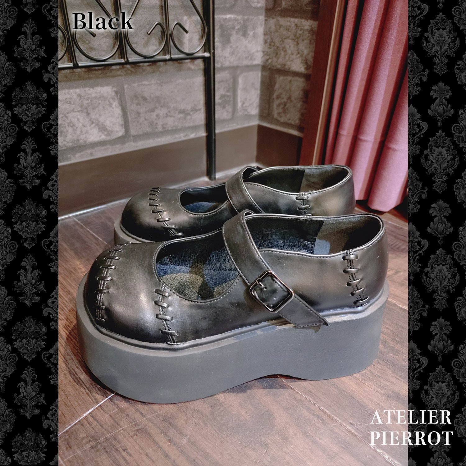 【ATELIER PIERROT】“夜間墳墓”蝙蝠翼梅德鞋金/黑色S/M/L/XL