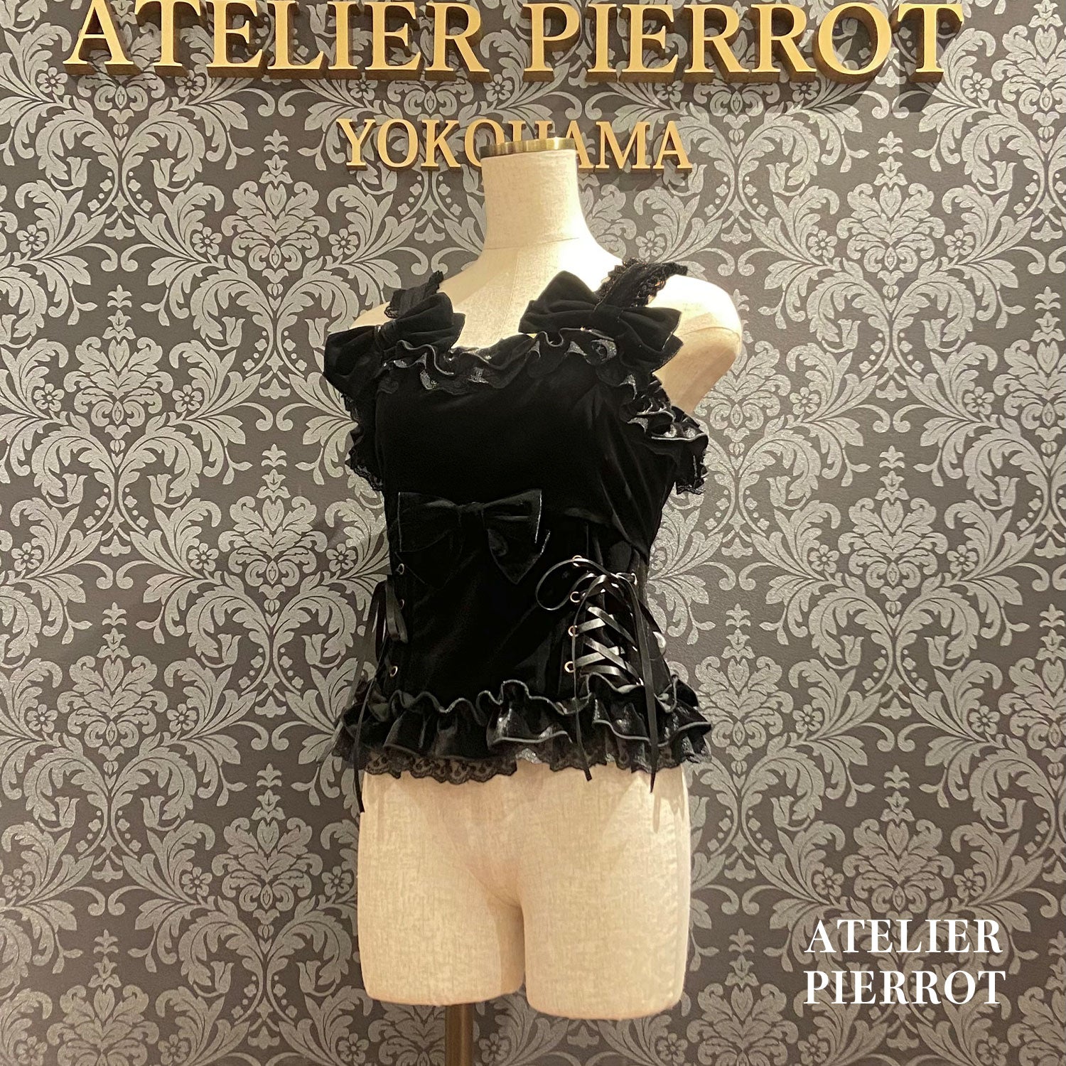【ATELIER PIERROTAdenophora 레이스 업 Camisole Bordeaux/Navy/Black★10 월 초에서 중순까지 출시 될 예정입니다★